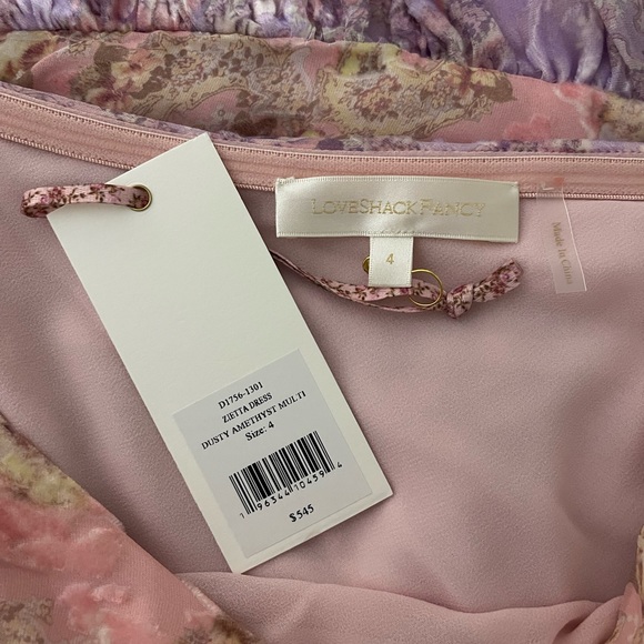 NWT LoveShackFancy Zietta Dress in dusty Amethyst Sz 4 - Picture 13 of 16